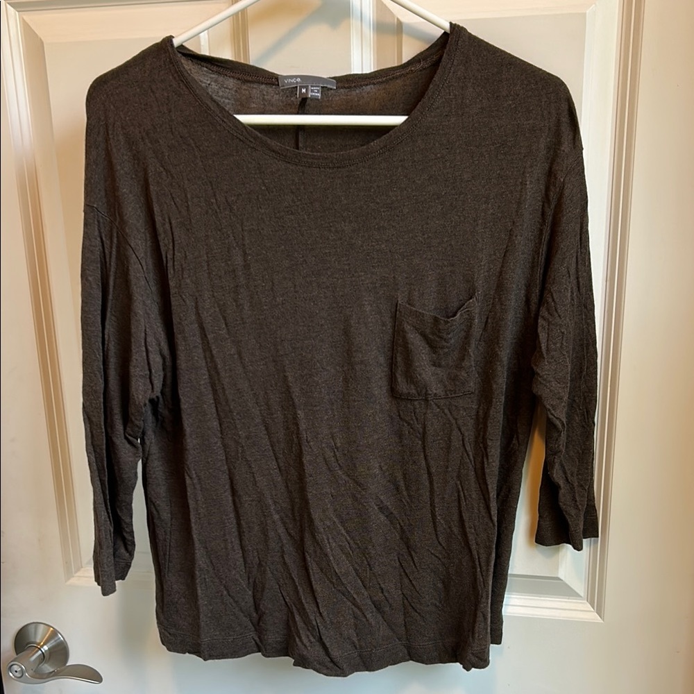 Women's Brown 3/4 Sleeve Top